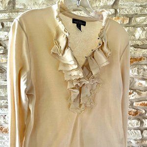 LRL Ralph Lauren Jeans Co Ruffled Neck Blouse - Medium